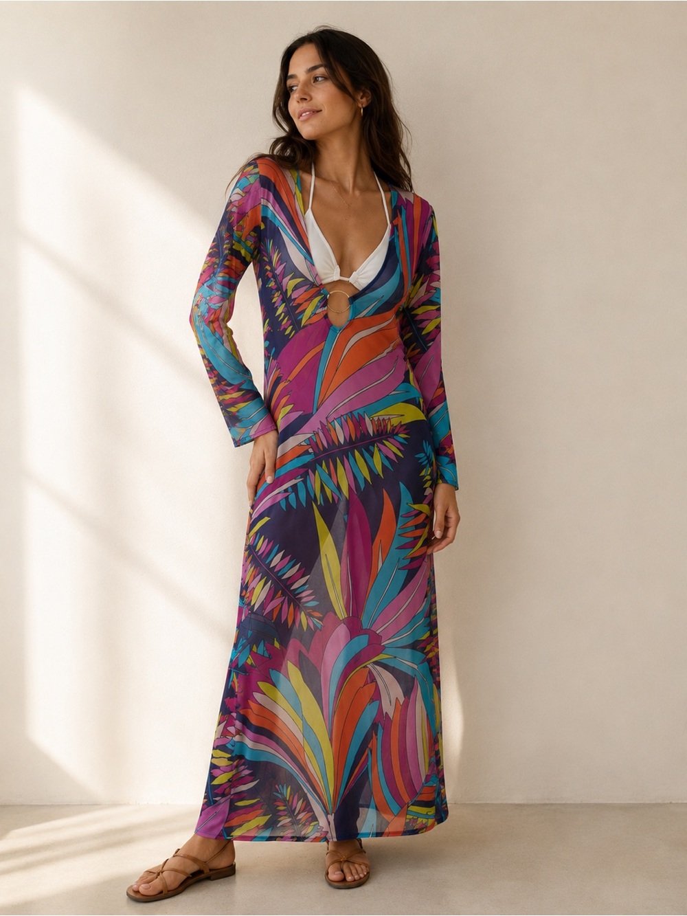 Trina Turk Mesh Floral Cover Up Dress